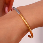 Load image into Gallery viewer, Twisted Half Two Tone Cuff Bracelet
