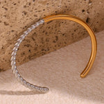 Load image into Gallery viewer, Twisted Half Two Tone Cuff Bracelet
