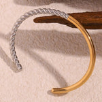 Load image into Gallery viewer, Twisted Half Two Tone Cuff Bracelet
