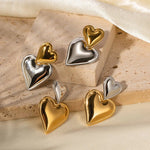Load image into Gallery viewer, Two Tone Accented Heart Earrings
