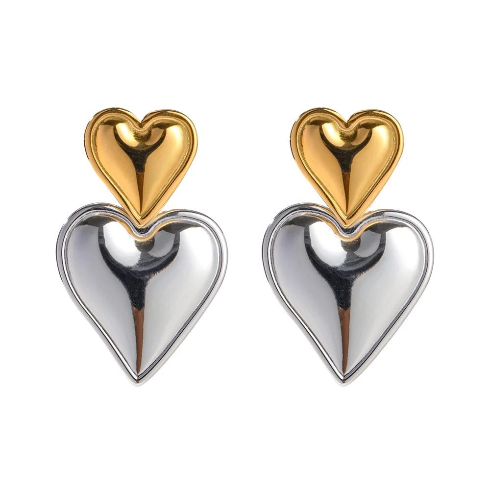Two tone accented heart earrings 521987