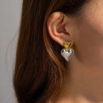 Load image into Gallery viewer, Two Tone Accented Heart Earrings
