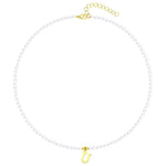 Load image into Gallery viewer, Elegant Gold Accented Pearl Letter Initial Necklace
