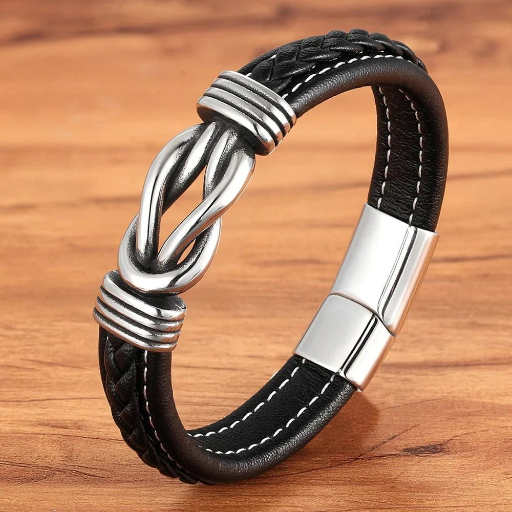 Unisex eternal love knot leather bracelet