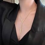 Load image into Gallery viewer, V Drop Lariat Necklace
