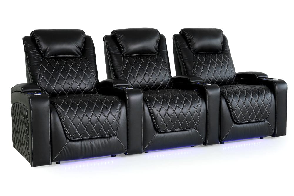 Valencia Home Theater Seating Home Theater Seating Oslo XL Leather Home Theater Seating with Power Headrest &amp; Cup Holder