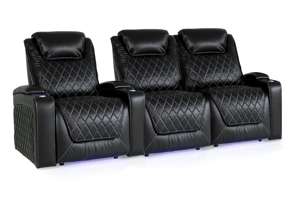 Valencia Home Theater Seating Home Theater Seating Oslo XL Leather Home Theater Seating with Power Headrest &amp; Cup Holder