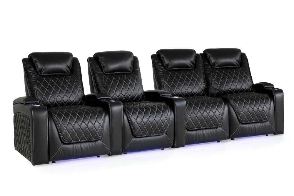Valencia Home Theater Seating Home Theater Seating Oslo XL Leather Home Theater Seating with Power Headrest & Cup Holder