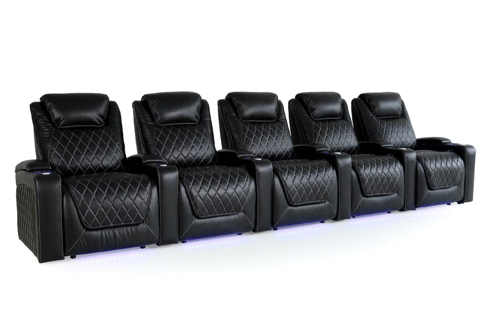 Valencia Home Theater Seating Home Theater Seating Oslo XL Leather Home Theater Seating with Power Headrest & Cup Holder