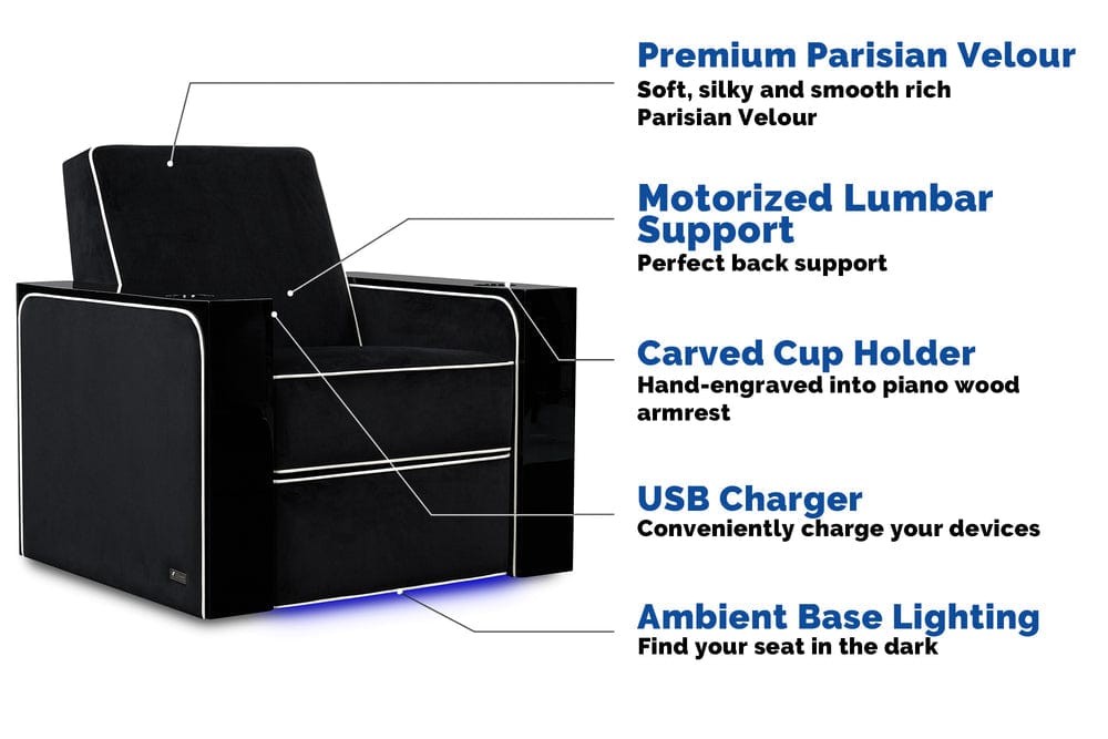 Valencia Home Theater Seating Home Theater Seating Parisian Velour Home Theater Seating with Cup Holder &amp; USB Port