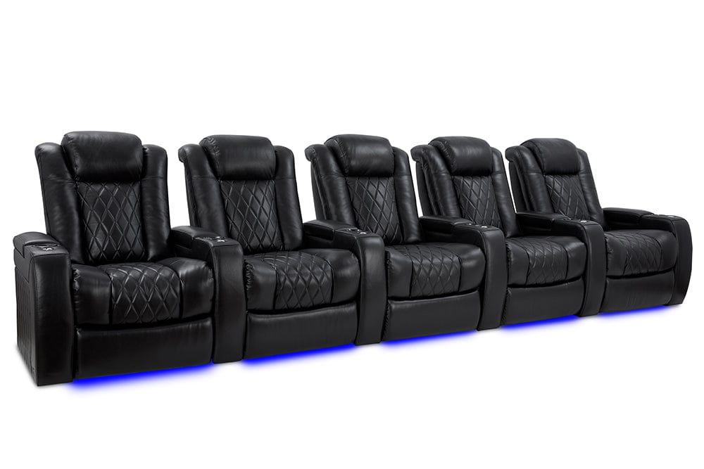 Valencia Home Theater Seating Home Theater Seating Tuscany XL Leather Home Theater Seating with Power Headrest & Cup Holder