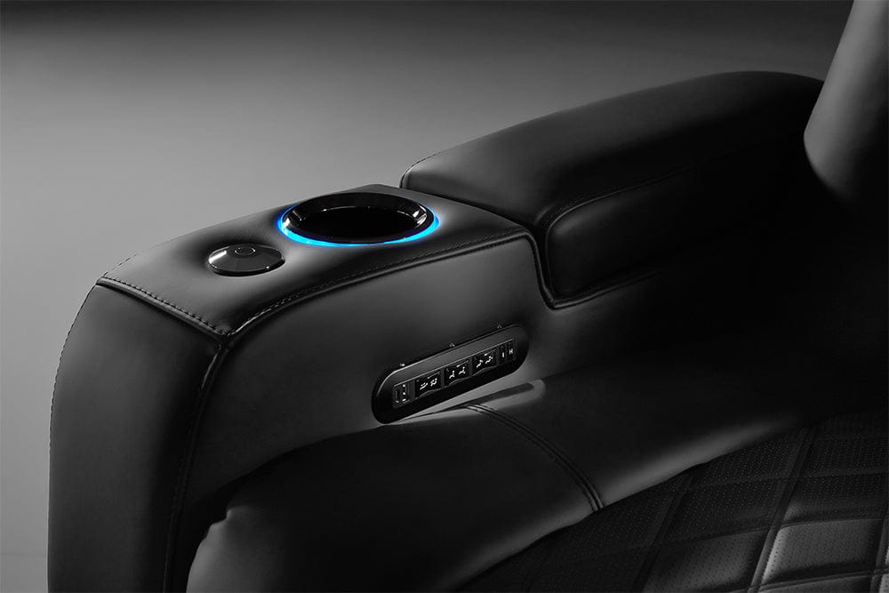 Valencia Home Theater Seating Home Theater Seating Tuscany XL Ultimate Leather Home Theater Seating with Power Headrest &amp; Cup Holder