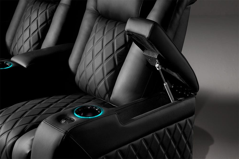 Valencia Home Theater Seating Home Theater Seating Tuscany XL Ultimate Leather Home Theater Seating with Power Headrest &amp; Cup Holder