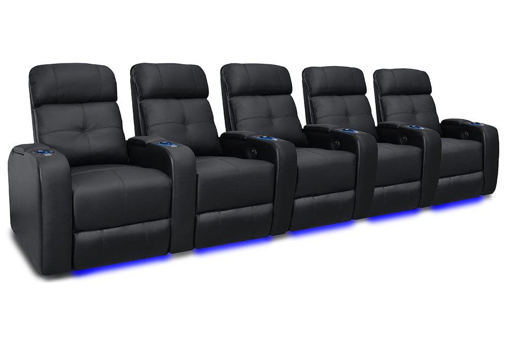 Valencia Home Theater Seating Home Theater Seating Verona Leather Home Theater Seating with Power Headrest &amp; Cup Holder