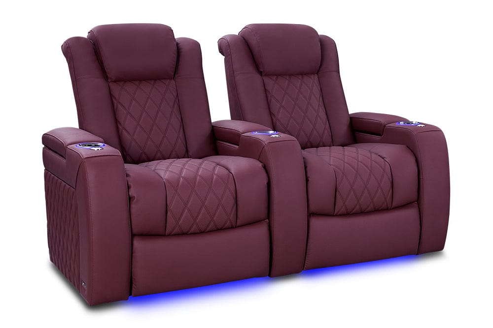 VALENCIA Home Theatre Seats Burgundy - Row of 2 | Width: 68.25" Height: 43.5" Depth: 39.75" Valencia Tuscany Ultimate Luxury Edition