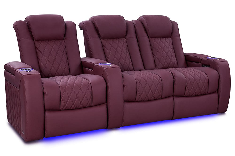 VALENCIA Home Theatre Seats Burgundy - Row of 3 - Loveseat Right | Width: 92.25" Height: 43.5" Depth: 39.75" Valencia Tuscany Ultimate Luxury Edition