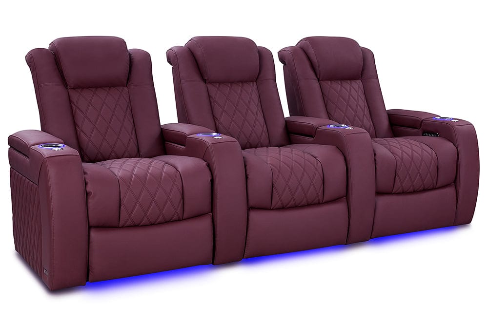 VALENCIA Home Theatre Seats Burgundy - Row of 3 | Width: 99" Height: 43.5" Depth: 39.75" Valencia Tuscany Ultimate Luxury Edition