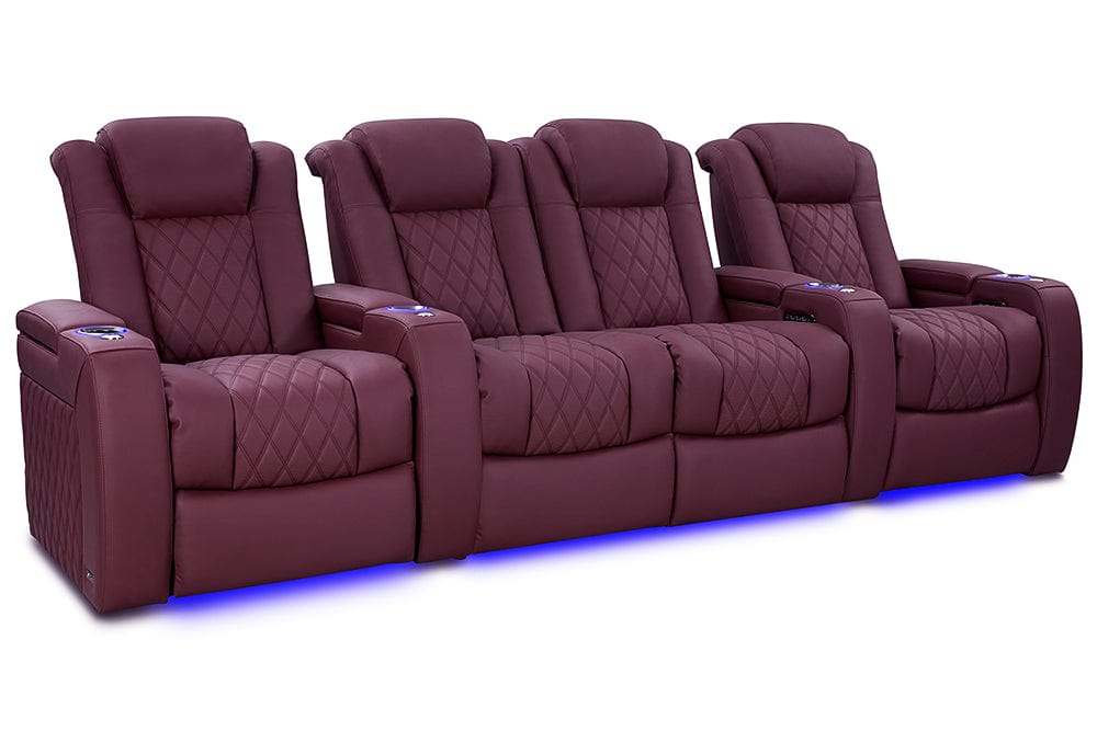 VALENCIA Home Theatre Seats Burgundy - Row of 4 – Loveseat Center | Width: 123" Height: 43.5" Depth: 39.75" Valencia Tuscany Ultimate Luxury Edition