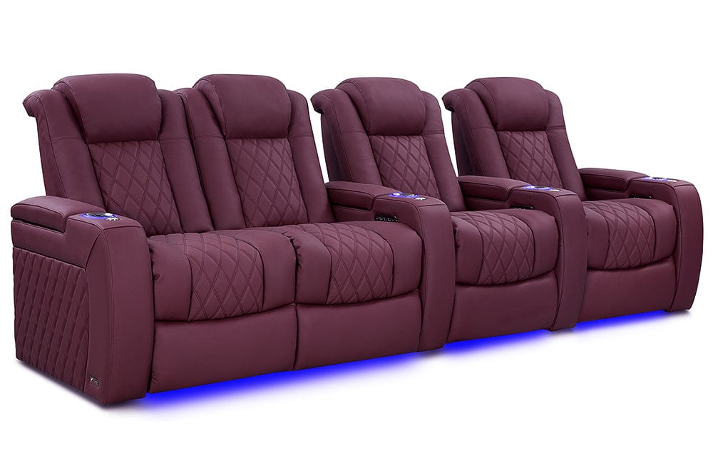 VALENCIA Home Theatre Seats Burgundy - Row of 4 – Loveseat Left | Width: 123" Height: 43.5" Depth: 39.75" Valencia Tuscany Ultimate Luxury Edition