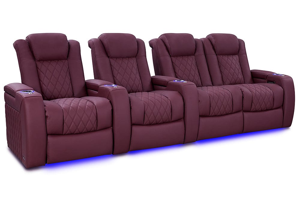 VALENCIA Home Theatre Seats Burgundy - Row of 4 – Loveseat Right | Width: 123" Height: 43.5" Depth: 39.75" Valencia Tuscany Ultimate Luxury Edition