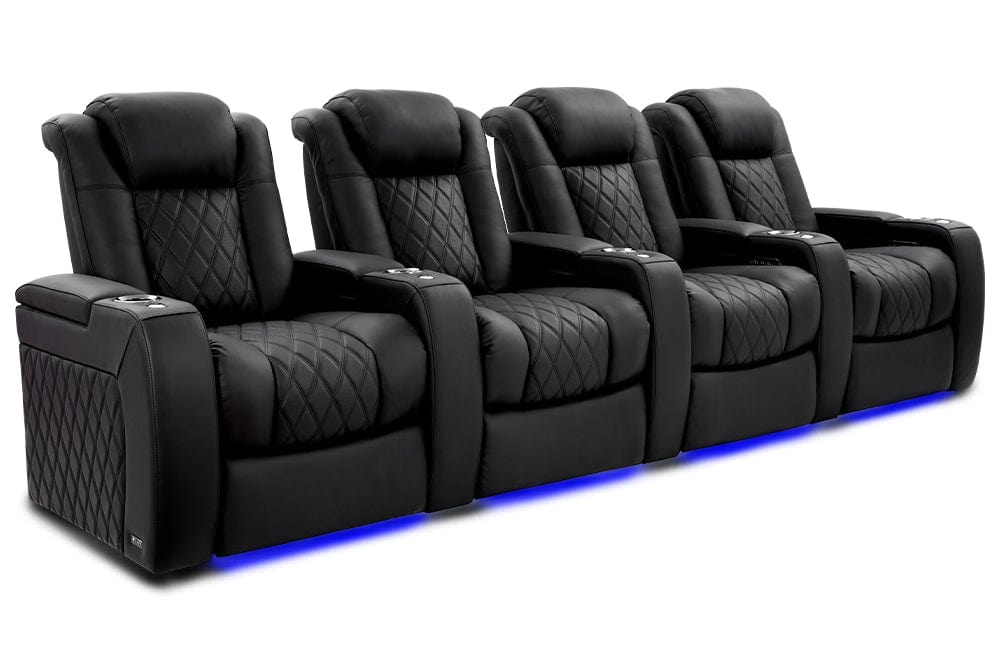 VALENCIA Home Theatre Seats Onyx - Row of 4 | 129.75" Height: 43.5" Depth: 39.75" Valencia Tuscany Ultimate Luxury Edition