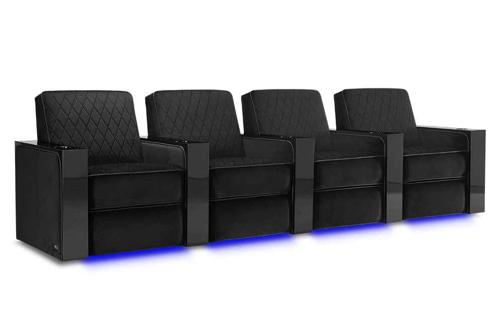 VALENCIA Home Theatre Seats Raven / Row of 4 | Width: 130.5" Height: 37" Depth: 35.5" Valencia Naples Prestige