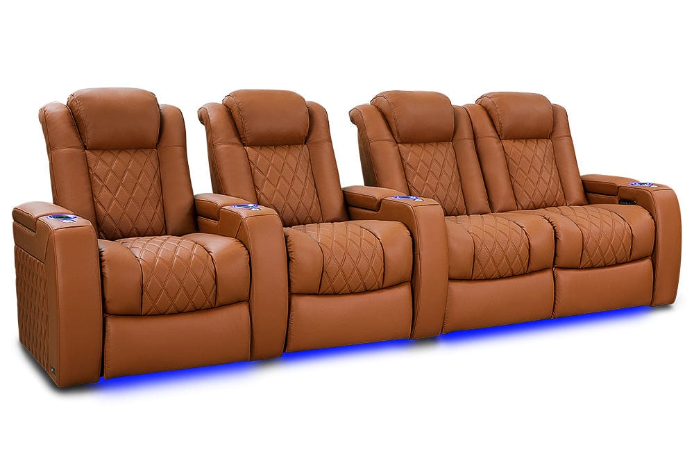 VALENCIA Home Theatre Seats Royal Cognac - Row of 4 – Loveseat Right | Width: 123" Height: 43.5" Depth: 39.75" Valencia Tuscany Ultimate Luxury Edition