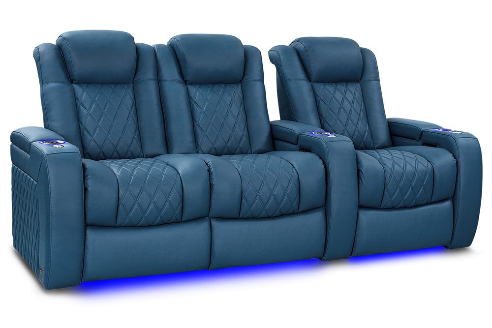 VALENCIA Home Theatre Seats Steel Blue - Row of 3 - Loveseat Left | Width: 92.25" Height: 43.5" Depth: 39.75" Valencia Tuscany Ultimate Luxury Edition