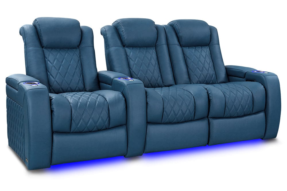 VALENCIA Home Theatre Seats Steel Blue - Row of 3 - Loveseat Right | Width: 92.25" Height: 43.5" Depth: 39.75" Valencia Tuscany Ultimate Luxury Edition