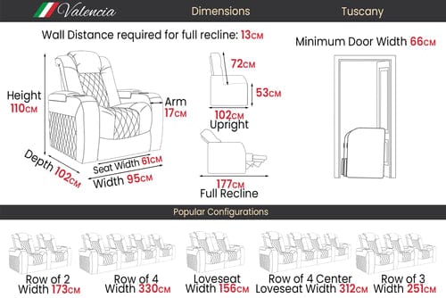 VALENCIA Home Theatre Seats Valencia Tuscany Ultimate Luxury Edition