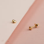 Load image into Gallery viewer, Eman Gold Heart Stud Earrings
