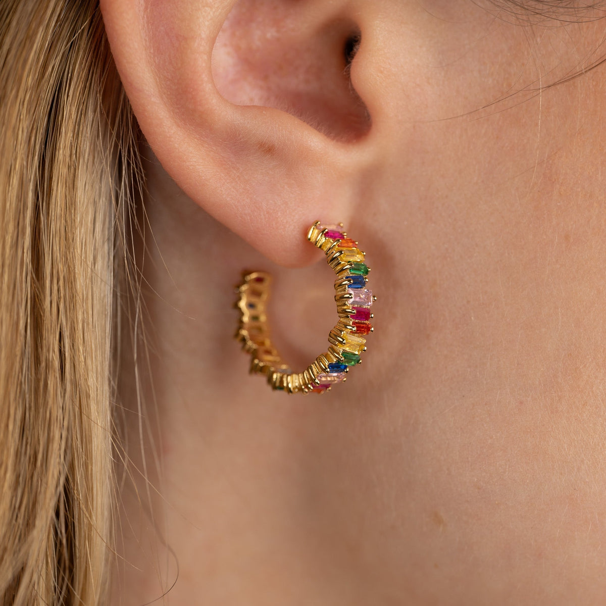 Veronica rainbow golden creol earring 3
