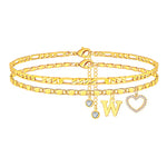 Load image into Gallery viewer, 2pc 14k Letter Initial &amp; Diamond Heart Anklet
