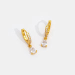 Load image into Gallery viewer, White Ivory CZ Gold Hoop Earrings
