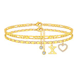 Load image into Gallery viewer, 2pc 14k Letter Initial &amp; Diamond Heart Anklet
