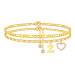 Load image into Gallery viewer, 2pc 14k Letter Initial &amp; Diamond Heart Anklet

