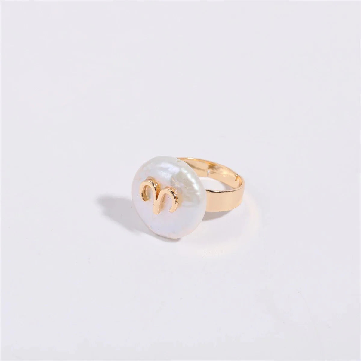 Zodiac sign large pearl statement ring 632450