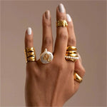 Load image into Gallery viewer, Zodiac Sign Large Pearl Statement Ring
